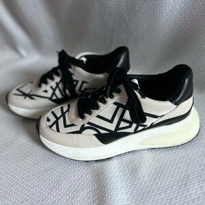 Karl Lagerfeld Black and White Striped Sneakers